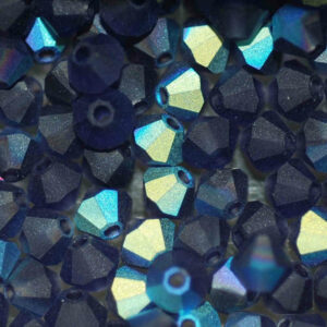 Kristallperlen Bicone PRECIOSA deep tanzanite AB matt 4 mm