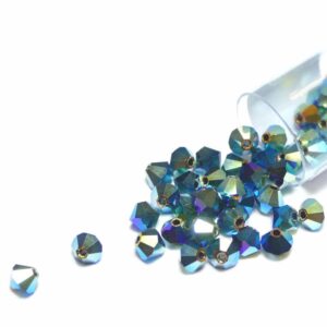 Perles de cristal Bicône PRECIOSA jet 2AB 4 mm