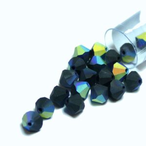 Perles de cristal Bicône PRECIOSA jet AB mat 3-8 mm