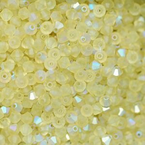 Perles de cristal Bicône PRECIOSA jonquil AB mat 4 & 6 mm