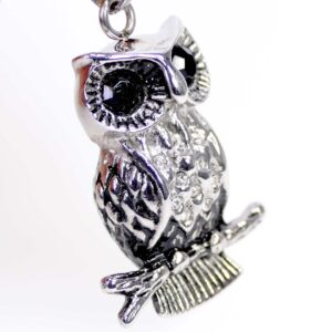 Owl pendant blackened stainless steel 24 x 31 mm