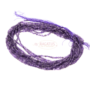 Amethyst coin faceted purple approx. 4 mm, 1 strand