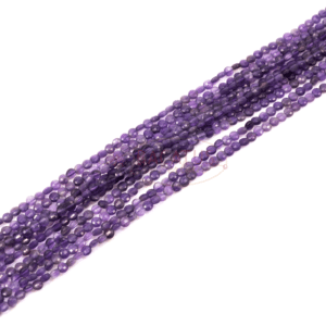 Amethyst coin faceted purple approx. 4 mm, 1 strand