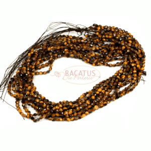Tiger eye coins faceted gold-brown approx. 4 mm, 1 strand