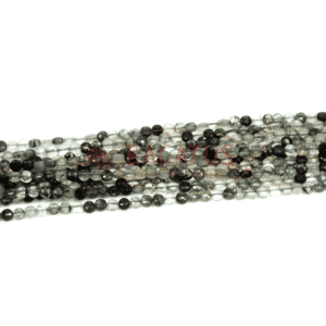 Monete di quarzo tormalina sfaccettate di circa 4 mm, 1 filo