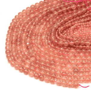 Sfera di quarzo rubino, rosa antico brillante 4 – 12 mm, 1 capo