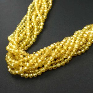 Zirconiafaceted round yellow 4 mm, 1 strand