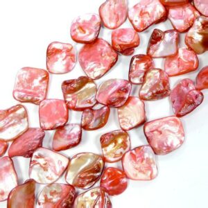 Mother of pearl nuggets salmon approx. 18 x 18 mm, 1 strand