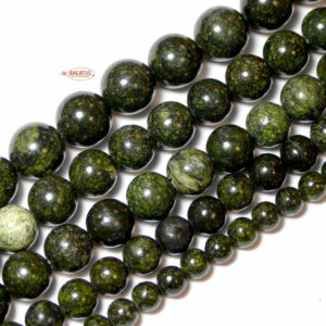 Afrika Jaspis Kugel dunkelgrün 4 – 12 mm, 1 Strang