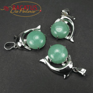 Aventurine pendant with dolphin approx. 22 x 25 mm, 1 piece