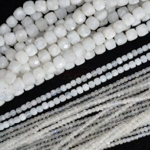 Moonstone cube faceted size selection, 1 strand
