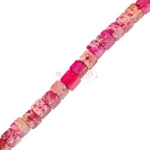 Impression Jasper Cubes rosa 6 mm, 1 filo