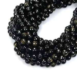 Gold obsidian faceted round 4 – 10 mm, 1 strand