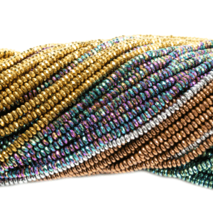 Hematite rondelle faceted color selection 2 x 4 mm, 1 strand