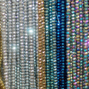 Hematite rondelle faceted color selection 3 x 4 mm, 1 strand