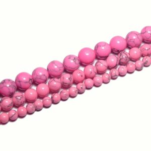 Howlith Kugel glanz rosa 4 – 12 mm, 1 Strang