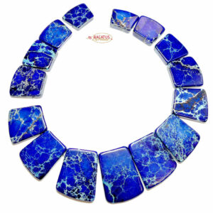 Impression jasper necklace blue 18×20 – 25×40 mm, 1 strand