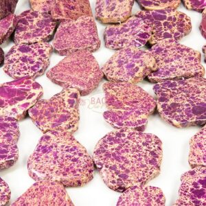 Tranches de jaspe d’impression violet 20 x 35 mm, 1 fil