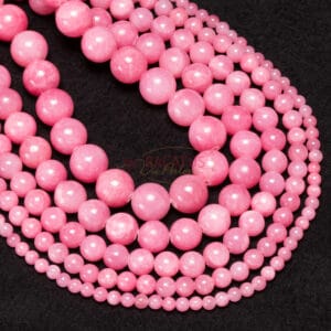 Jade plain round pink translucent 4 – 12 mm, 1 strand