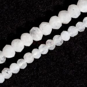 Moonstone rondelle faceted white size selection, 1 strand
