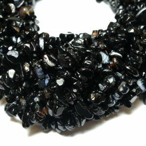 Onyx Perlen matt mit *weißem* Streifen schwarz 6-12 mm 1 Strang #1115 