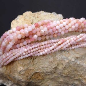Opal ball faceted pink 2 & 3 mm, 1 strand