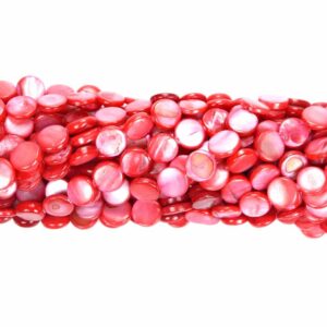 Mother-of-pearl lentils red 10 mm, 1 strand