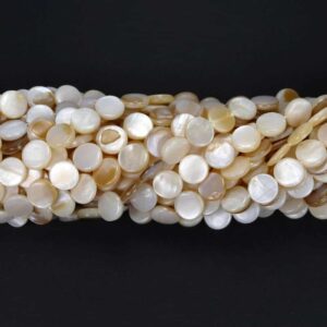 Mother-of-pearl lenses white 10mm, 1 strand
