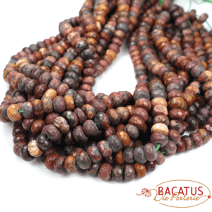Picasso jasper rondelle faceted 5 x 8 mm, 1 strand