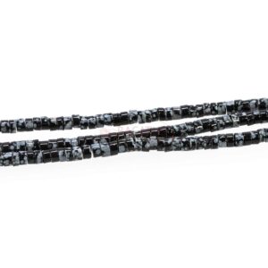 Snowflakes Obsidian Rondelle brillant 2x4mm, 1 fil