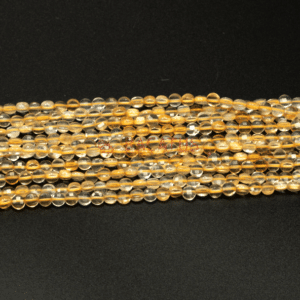 Citrine coins faceted 4 mm, 1 strand