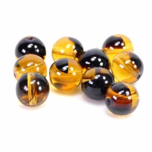Glass beads plain rounds brown-black 10 mm 10 pieces