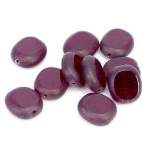 Perles en verre plates rouge foncé 12x13x5 mm 10 pièces