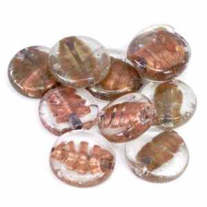 Glass beads lampwork transparent brown 21×8 mm 10 pieces