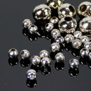 Hollow beads plain rounds metal dark silver 4-8 mm 50 pieces