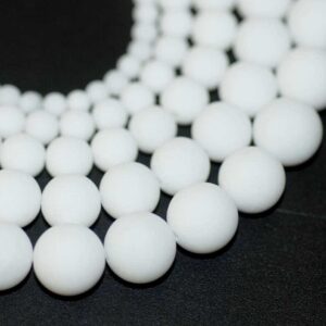 Jade plain round matt white 4-16mm, 1 strand