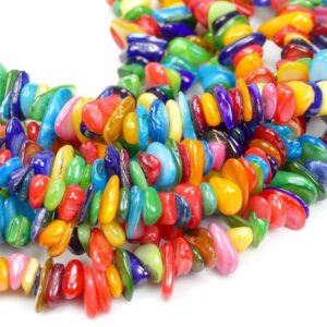 Mother-of-pearl splinters, colored approx. 6 – 18 mm, 1 short strand