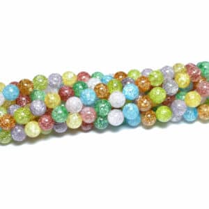 Rock crystal plain round cracked brightly colored 8 mm, 1 strand