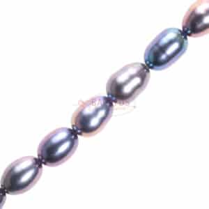 Freshwater pearl olives peacock blue size selection, 1 strand