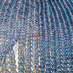 Boule de cristal de roche bleu violet brillant 6-8mm, 1 fil