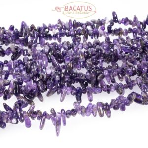 1 Strang #4554 BACATUS Edelstein Amethyst Perle Splitter glanz lila ca 5x8 mm 