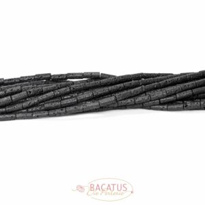 Lava tubes black 4x10mm, 1 strand