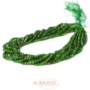 Diopside plain round faceted green 3 – 4 mm, 1 strand