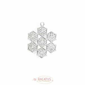 Metal pendant flower of life snowflake 32x25mm silver