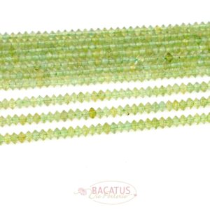 Apatite saucer faceted green approx. 3x4mm, 1 strand