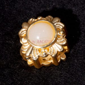 Nepal bead, filigree 7×10 mm metal, gold + stone, cream 1x