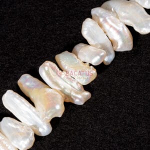 Perle d’acqua dolce Biwa bianco crema circa 6×22 mm, 1 filo