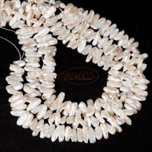 Freshwater pearls Biwa cream white approx. 6x22mm, 1 strand