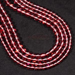 Sfera di cristallo di rocca lucido rosso bianco 8mm, 1 capo