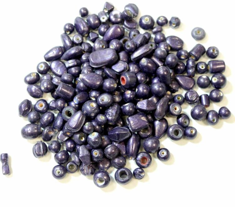 Perle de verre taille mix violet